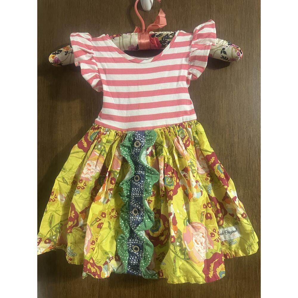 Adelaide Original 2T floral dress pink stripe flutter sleeve summer sundressCUTE